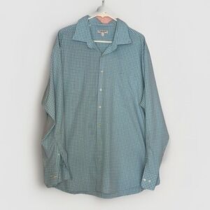 Peter Millar Summer Comfort XXL Blue White Gingham Check Button Front Shirt Mens